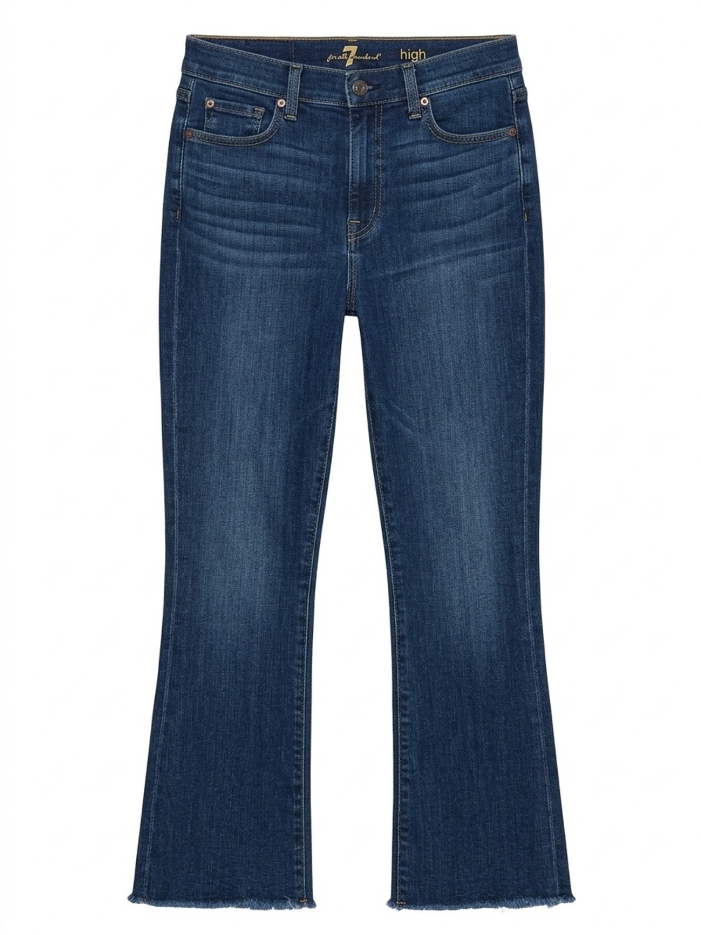 7 For All Mankind Highwaist Slim Kick Dark Blue Jeans Raw Hem SZ 29